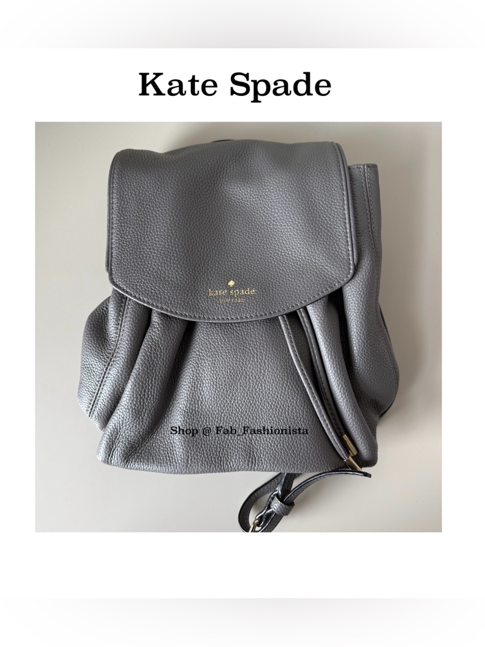Kate Spade Grey Leather Backpack